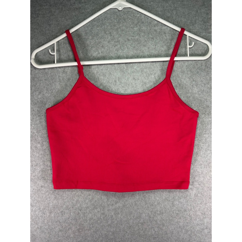 Balance Athletica Red Ribbed Crop Tank Top Adjustable Straps Size L